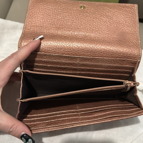 Auth Gucci Fold Purse #3202 Soho Long Wallet Pink Leather Italy - Picture 4 of 15